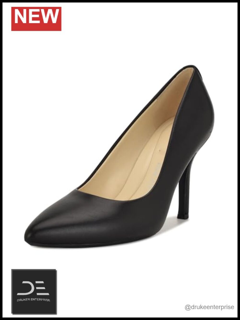 Leather Lined Pump with Stiletto Heel - Comfortable Work Heel